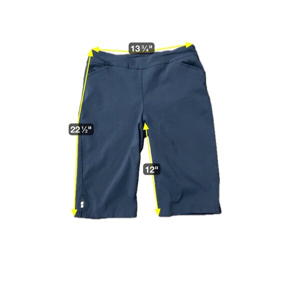 Coral Bay Womens Navy Blue Bermuda Shorts Sz 10 Slim Fit Stretch Side Pockets - Picture 9 of 12